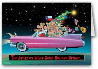 Texas Pink Cadillac Christmas Card CLEARANCE $3.99 DZ  