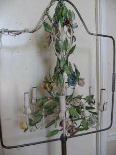 EXQUISITE Large Old ITALIAN TOLE CHANDELIER ROSES Awesome Shape 