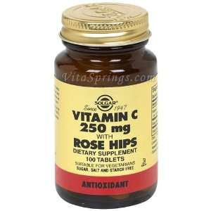  Vitamin C 250 mg with Rose Hips, 100 Tablets, Solgar 