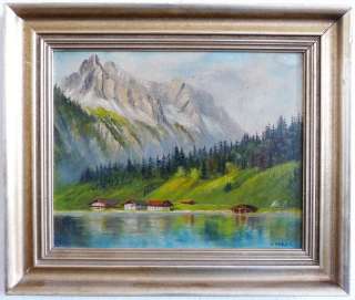 Ölgemälde Ölbild Kunstwerk Sammlerstück   Alpen Bergsee Panorama 