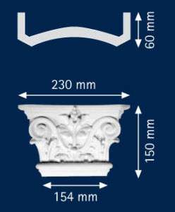 Kapitell für Pilaster Wanddekoration Styropor weiss  