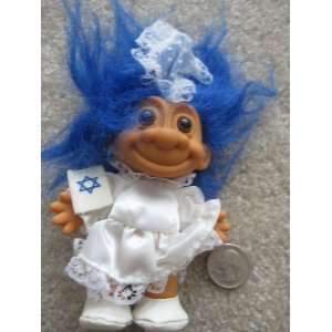  Russ Berrie Bat Mitzvah Troll, with Blue Hair Everything 