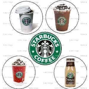  Set of 5 STARBUCKS Pinback Buttons 1.25 Pins Coffee Lover 