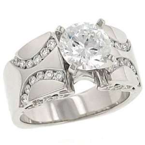  Channel/Bezel Diamond Engagement Ring .43cttw (CZ ctr 