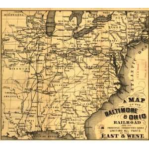  1860 A map Baltimore & Ohio Railroad