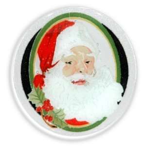  Peggy Karr Vintage Santa 8 Inch Handmade Art Glass Plate 