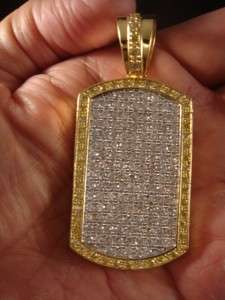 GREAT YELLOW GOLD FINISH WHITE & YELLOW CZ DOGTAG CHARM  