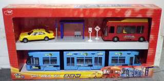 203314283 Dickie City Liner Set Straßenbahn Taxi Bus Haltetselle 