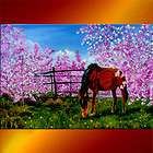 spring horse blossom cherry trees oil painting art original inna