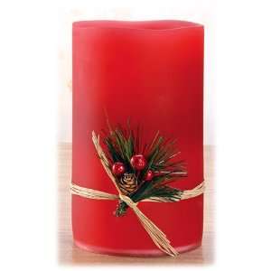  Red Battery Operated Wax Flickering Flameless LED Pillar Candle 