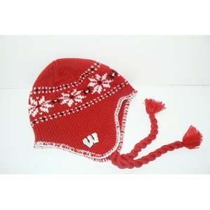  NCAA University of Wisconsin Braided Winter Knit Beanie Hat Ski 