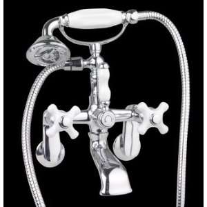  Faucets, Chrome/Porcelain Cross Handle Faucet, Tele Shower Wall Mount