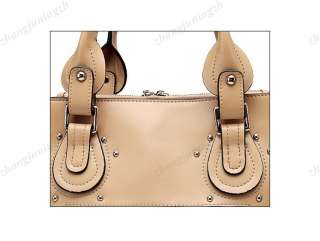 Real Genuine Leather Purse Shoulder Bag Handbag Tote Satchel Rivet 
