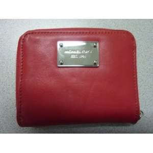Michael Kors Genuine Leather Zippered Wallet Red NWT   MLB Wallets 