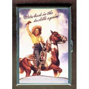  WESTERN PIN UP GIRL WITH HORSE ID CIGARETTE CASE WALLET 