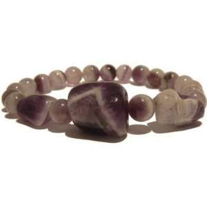 Amethyst Bracelet 11 Stretch Chevron Purple Nugget Orb Crystal Healing 