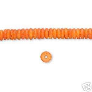 220 Orange Genuine Bone Rondelle Beads~5mm Spacer Disc  
