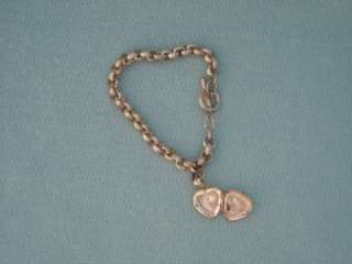 Heart Locket Charm Bracelet Sterling Silver 925 17.7 gr  