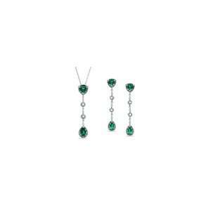   Lab Created Emerald and White Sapphire Set in Sterling Silver emerald