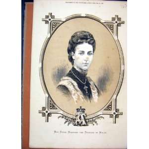  1872 Speia Portrait Royal Highness Princess Wales Print 