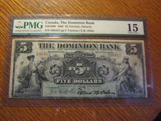 Canada 1905 5$ the dominion of Canada PMG F 15  