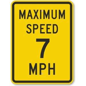 Maximum Speed 7 MPH Aluminum Sign, 18 x 12 Office 
