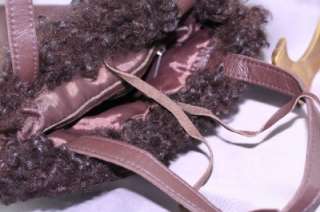 Mashad Leather Designer Brown Lambswool Purse Bag  