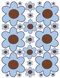 FLOWER BLUE BROWN ALPHABET LETTER NAME STICKERS DECALS  