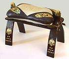 Wood & Cowhide Leather Camel Saddle Foot Stool Seat