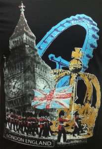 Ladies London Big Ben Crown Black fitted t shirt   Souvenir British 
