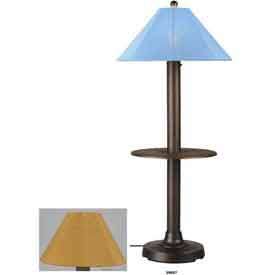Patio Living Floor Lamp With Attached Tray Table And Brass Shade 42694 