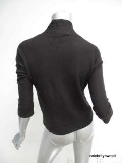 Jil Sander Dark Brown Long Sleeve Tie Neck Thin Cashmere Sweater 38 