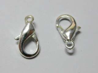 100 Silver Plated Jewelry Lobster Clasp Findings 12x6mm  