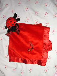 Bearington Security Blanket Red Ladybug Baby Lovey Velour Satin Soft 