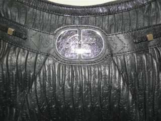   MARCIANO BLACK COOL DISCO LARGE HOBO TOTE BAG EMBOSSED SIGNATURE