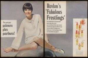 1966 mod fashion woman photo Revlon frosted lipstick ad  