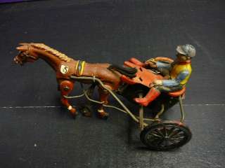 Antique HORSE & DRIVER WIND UP Tin Litho GERMANY D.P.A  