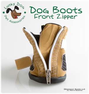    length front zipper makes it easy to get your dogs foot in the shoe