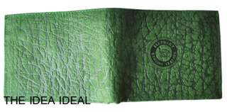 GREEN ELEPHANT SKIN LEATHER CLUTCH COIN POUCH WALLET AA  