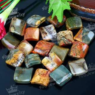 16MM PICASSO JASPER GEMS TWISTED SQUARE 16 LOOSE BEADS  