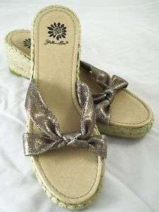Yellow Box Softy Bronze Wedge Slides Sandals Shoes 7.5M  