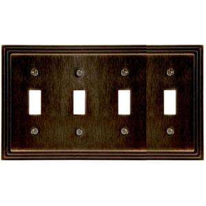 Amerelle Steps 4 Gang Aged Bronze Toggle Switch Wall Plate 84T4VB at 