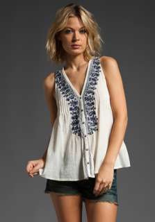 JOIE Vincent Embroidered Tank in Porcelain  