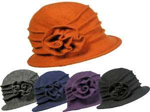 Ladies Dress Church Bucket Crusher Warm Wool Hat Cap  
