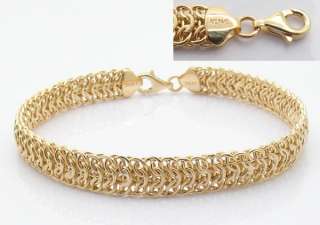 Bold Shiny &Fancy Byzantine Bracelet 14K Yellow Gold  