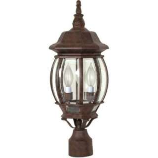 Glomar Central Park   3 Light   21 in. Post Lantern with Clear Beveled 