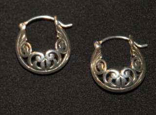   Open Sterlng Silver Filigree Hoop Earrings   P1126   NIB  