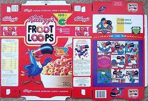 1992 Mexico Kelloggs Froot Loops Cereal Box File Copy unused Flat 