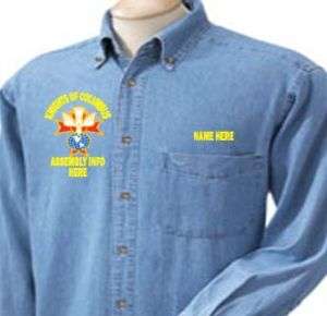 KNIGHTS OF COLUMBUS EMBROIDERED 4TH DEGREE DENIM SHIRT  