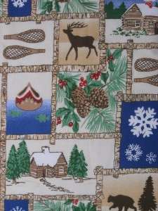 COTTON QUILT FABRIC SPRINGS XMAS LODGE CABIN BEAR PINE  